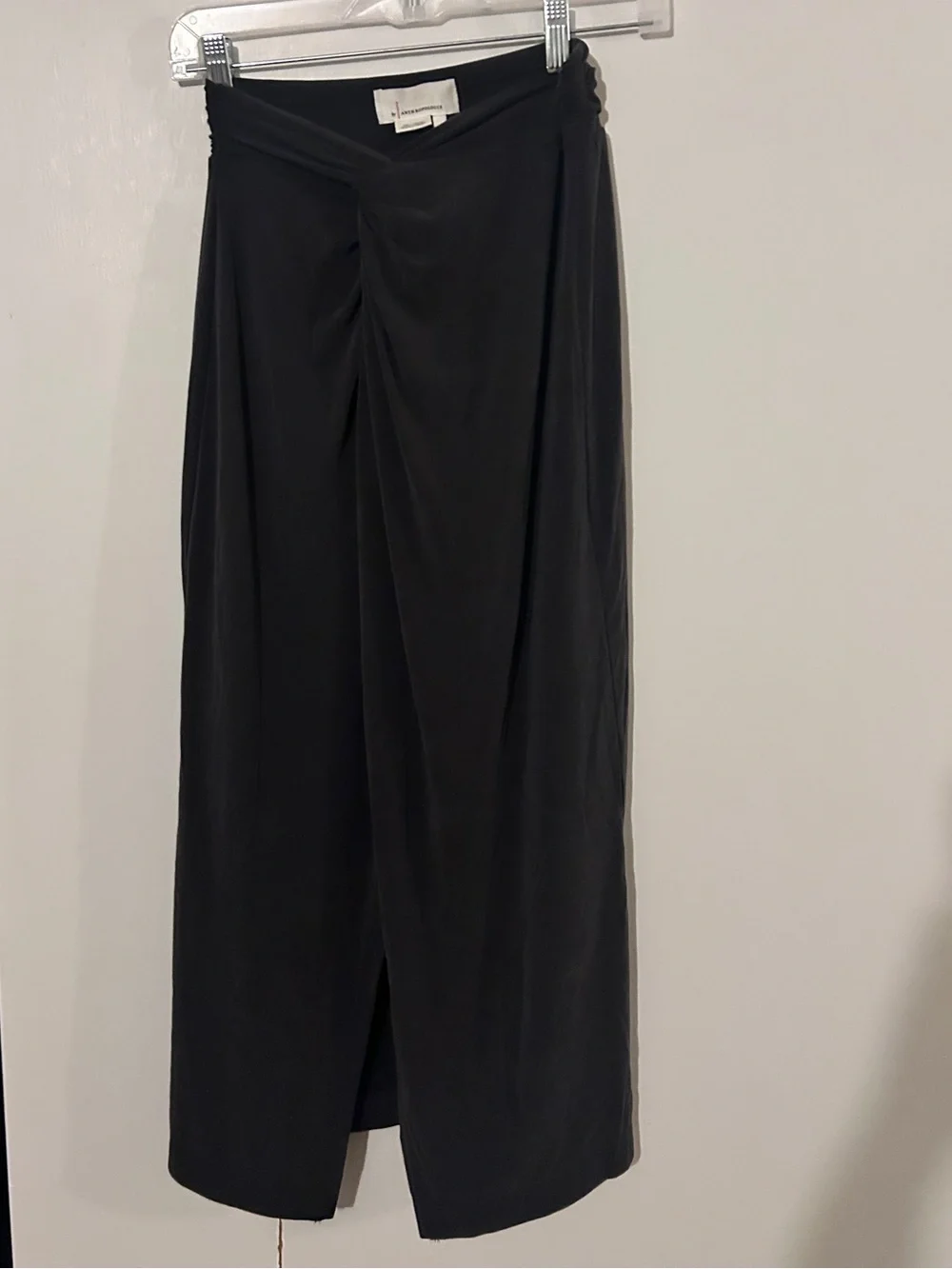 Anthropologie Charcoal Midi Skirt with Twist Front